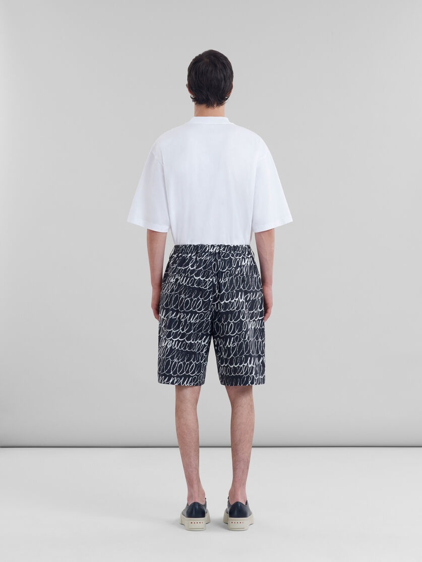 BLACK POPLIN DRAWSTRING SHORTS WITH MARNI SCRIBBLE MOTIF - 3