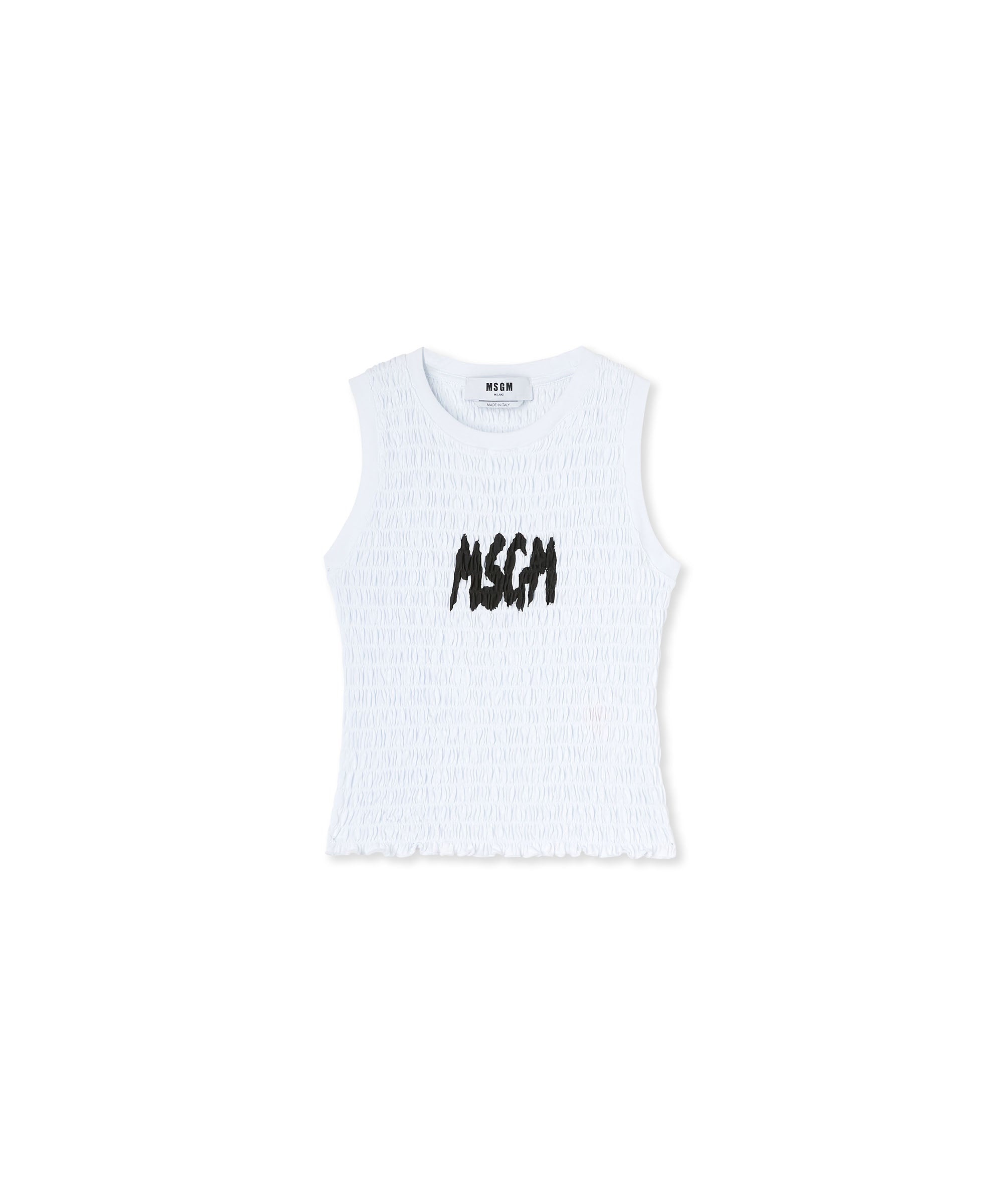 Jersey sleeveless top with embossed new brushstroke logo - 1