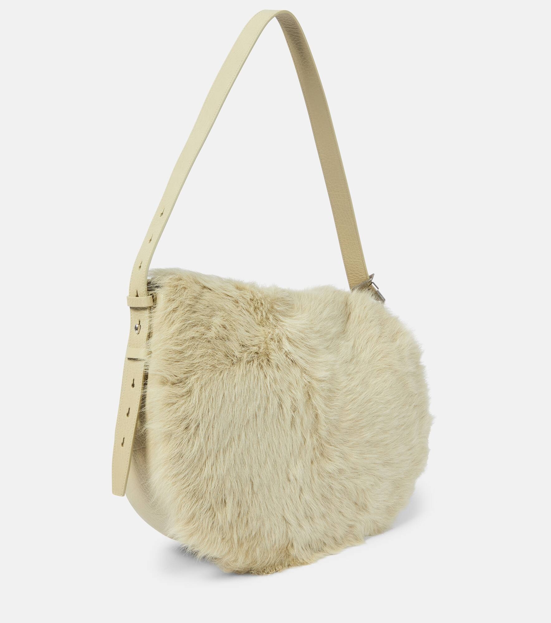 Knight Medium shearling-trimmed leather shoulder bag - 4