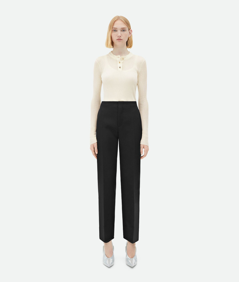Curved Shape Wool Pants - 1