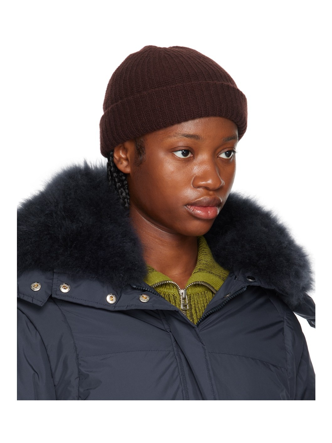 Brown Ribbed Beanie - 2