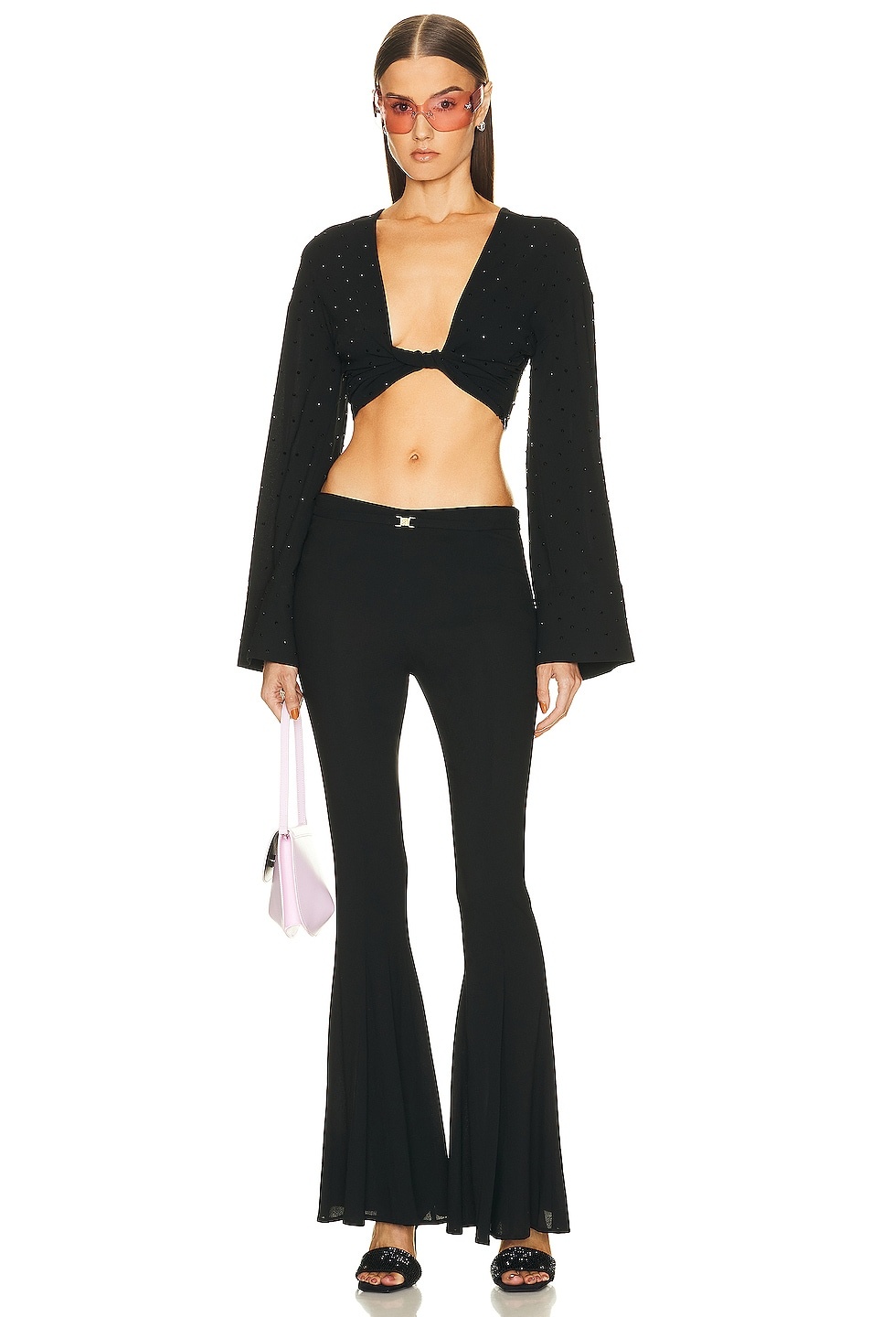 Long Sleeve Hot Fix Crop Top - 4