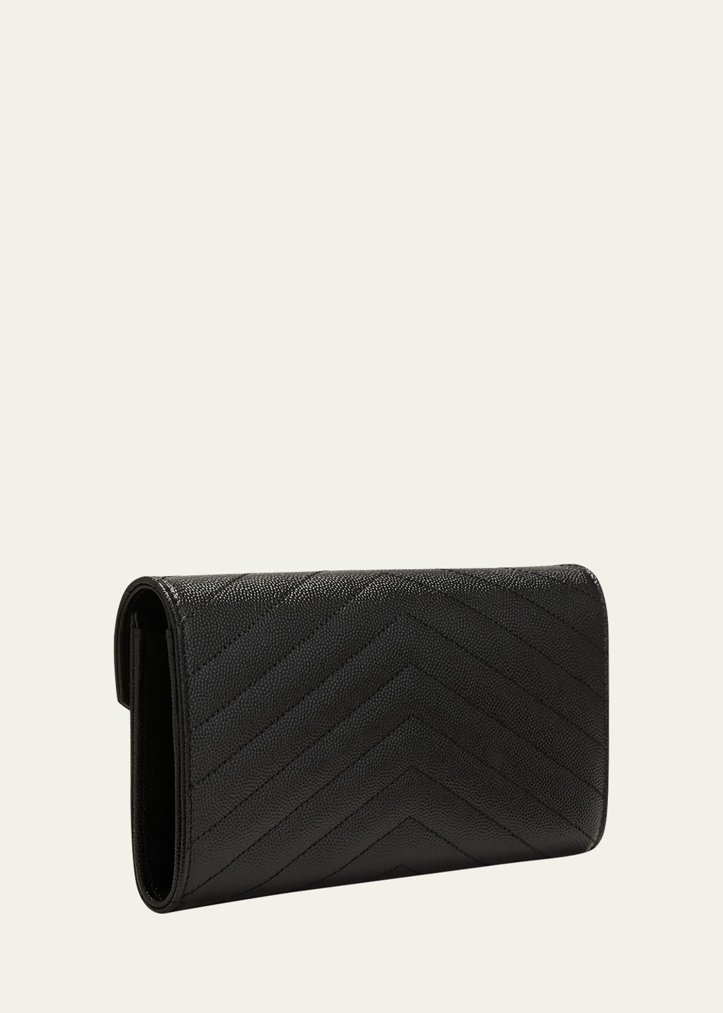 Large YSL Grain de Poudre Leather Flap Wallet - 3