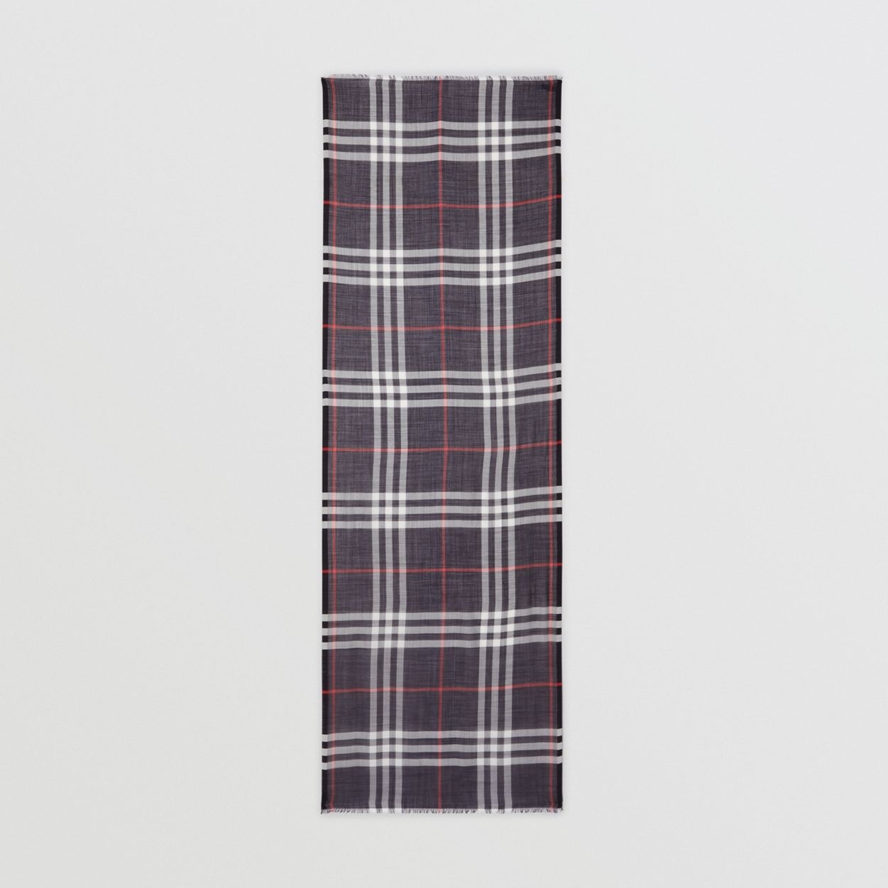 Lightweight Check Wool Silk Scarf - 6