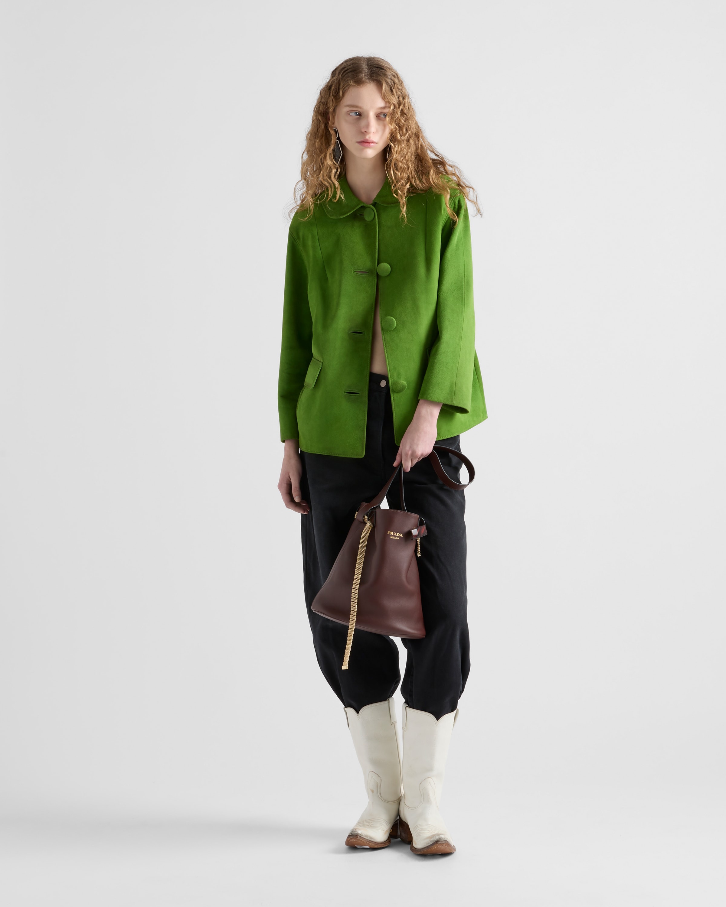 Prada Buckle leather bucket bag with jeweled belt - 2