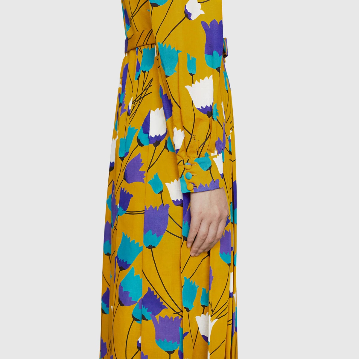 Tulip print cotton linen dress - 7