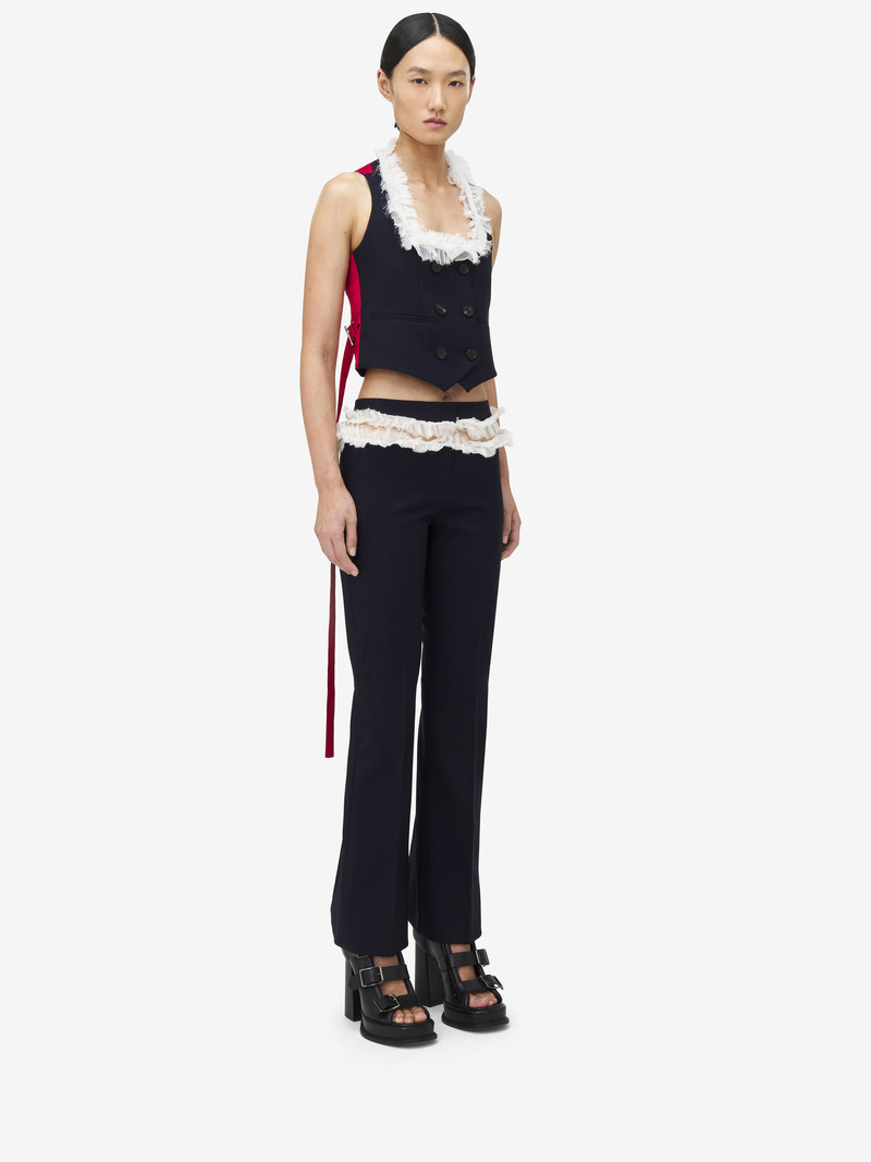 Alexander McQueen Slashed Creponne Detail Kickback Trousers outlook