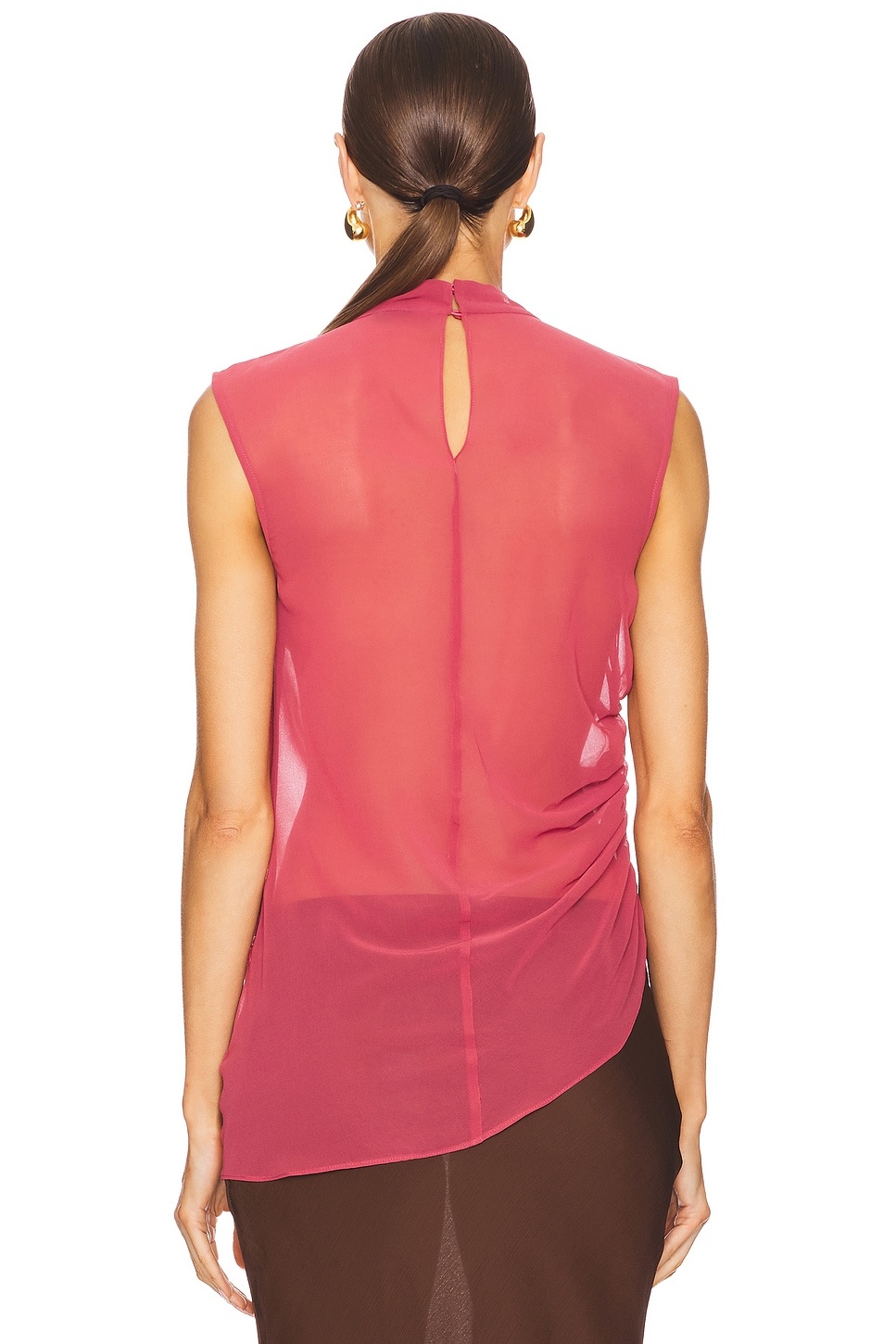 Lightweight Georgette Mock Neck Ruched Top - 4