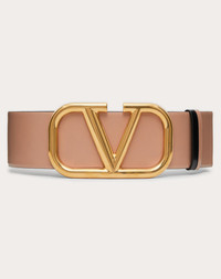 VALENTINO ロコフリントトロストリンクフティ XV0MF22L8GW 0NO Valentino REVERSIBLE VLOGO SIGNATURE BELT IN GLOSSY CALFSKIN