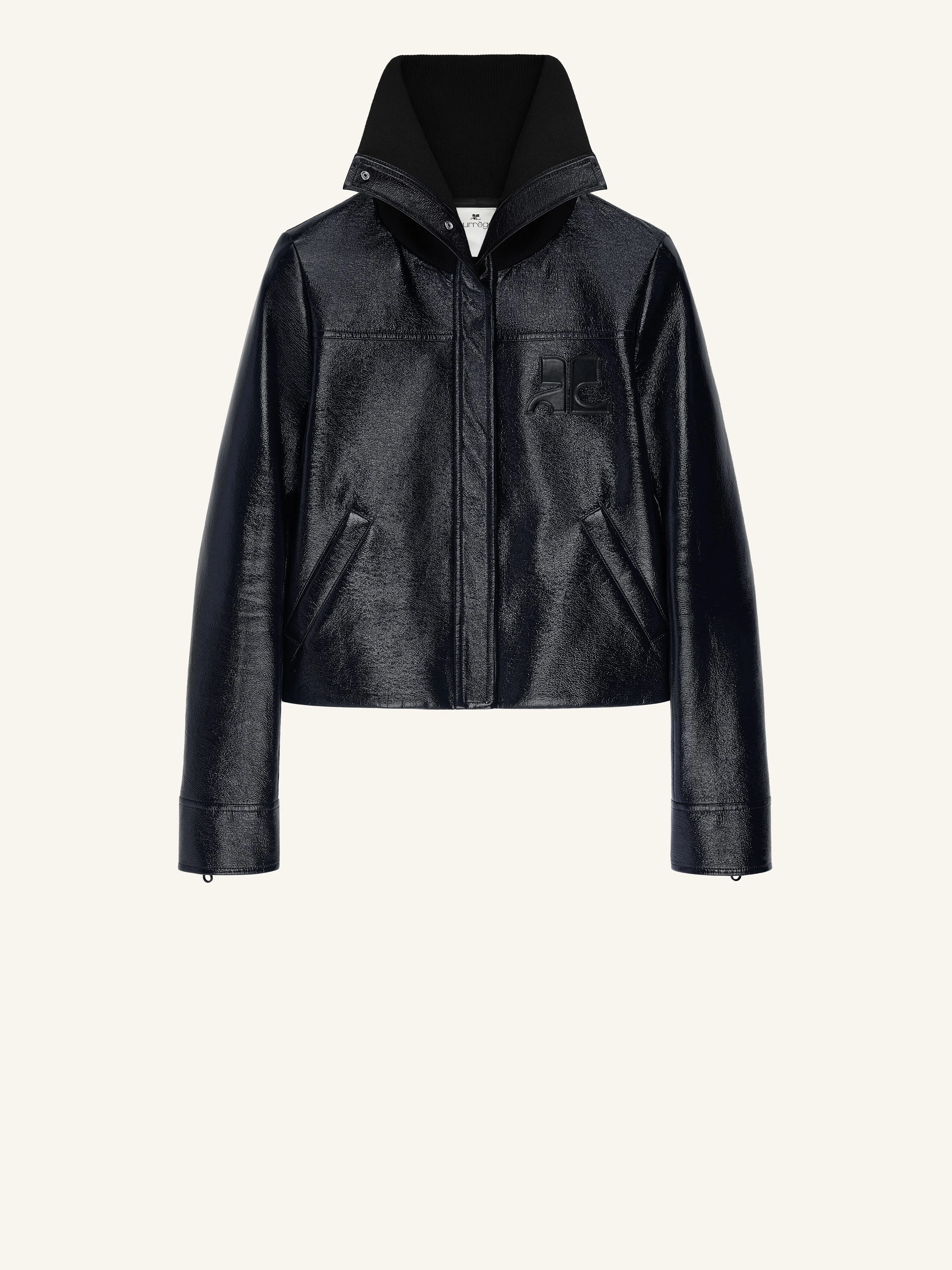 HIGH COLLAR VINYL JACKET - 1