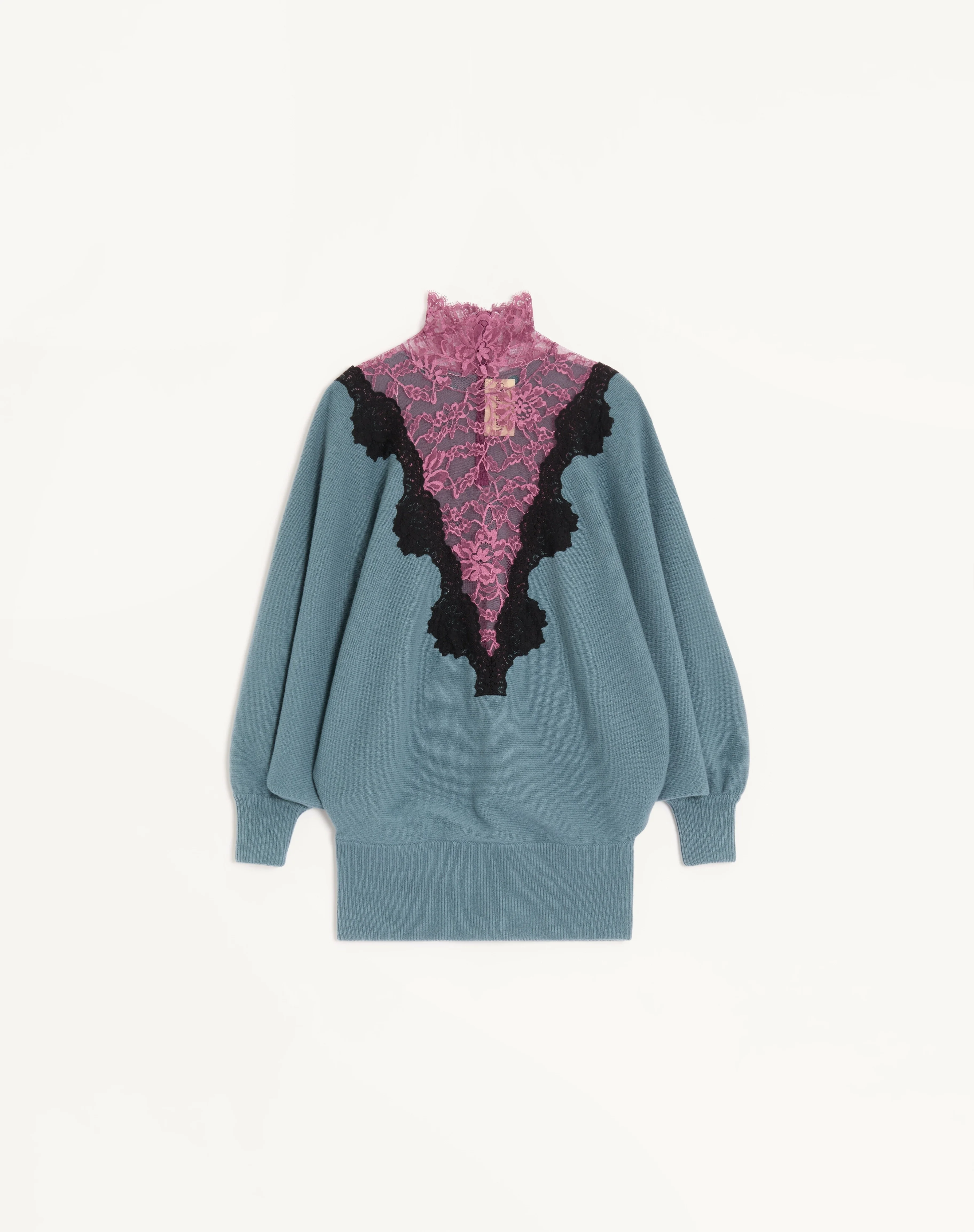 WOOL SWEATER WITH LACE - 1