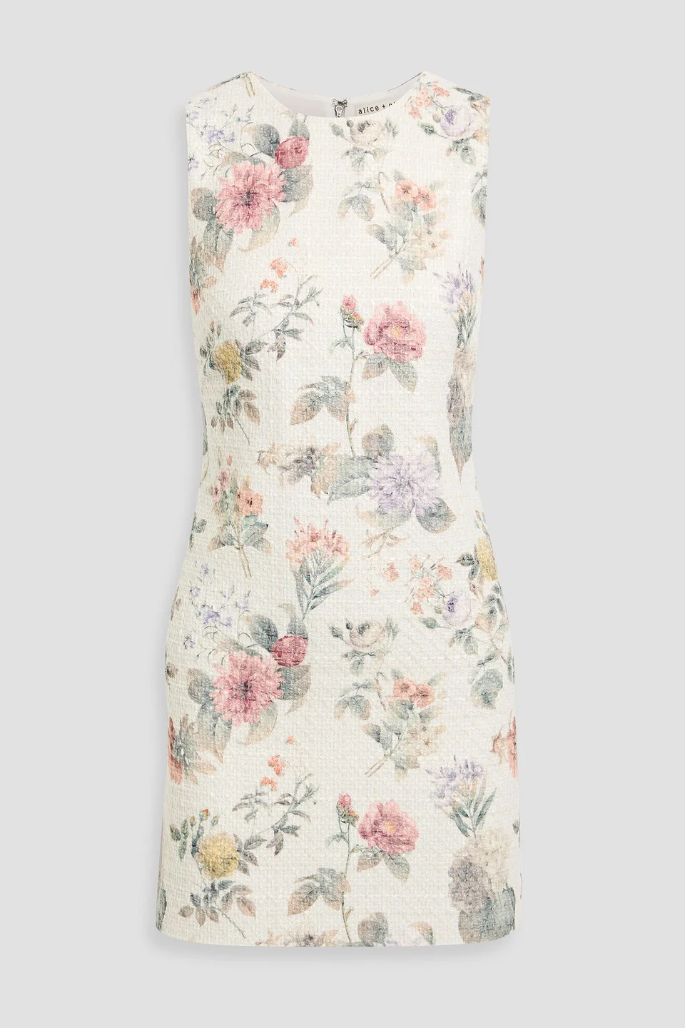 Clyde floral-print tweed mini dress - 1