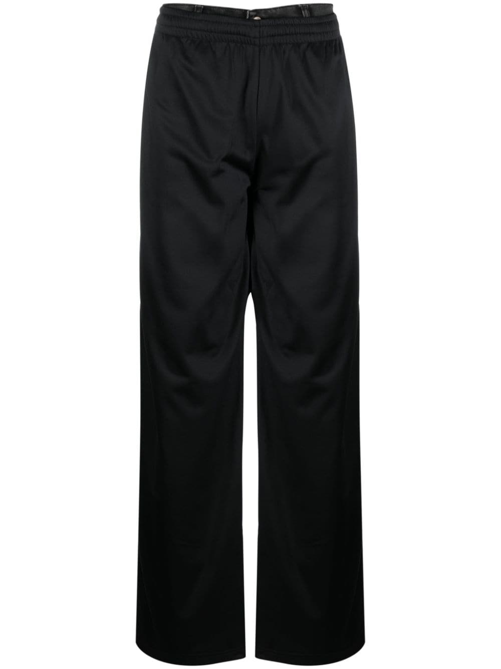 logo-embroidered layered-design wide-leg trousers - 1