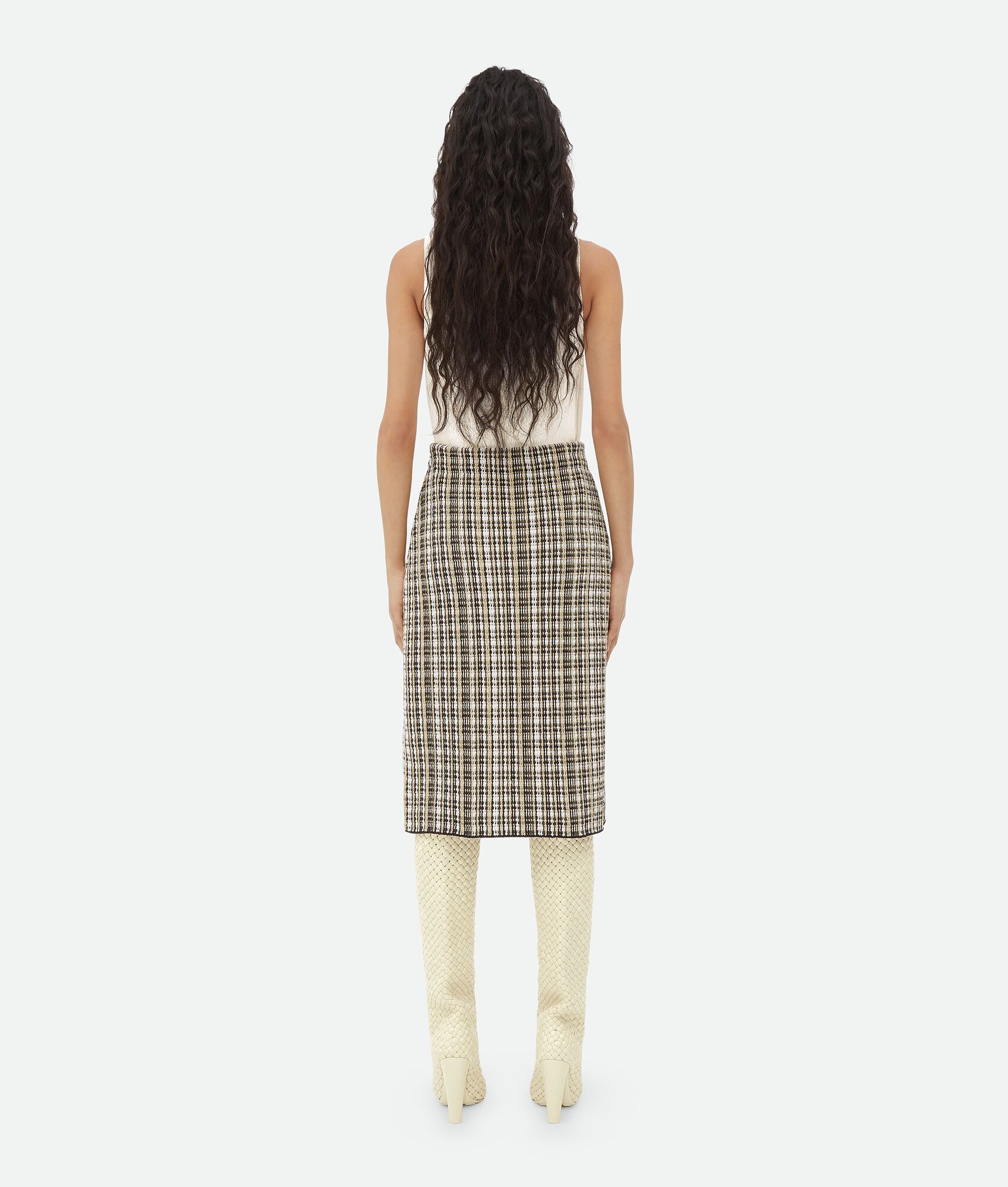 Cotton Viscose Check Skirt - 3