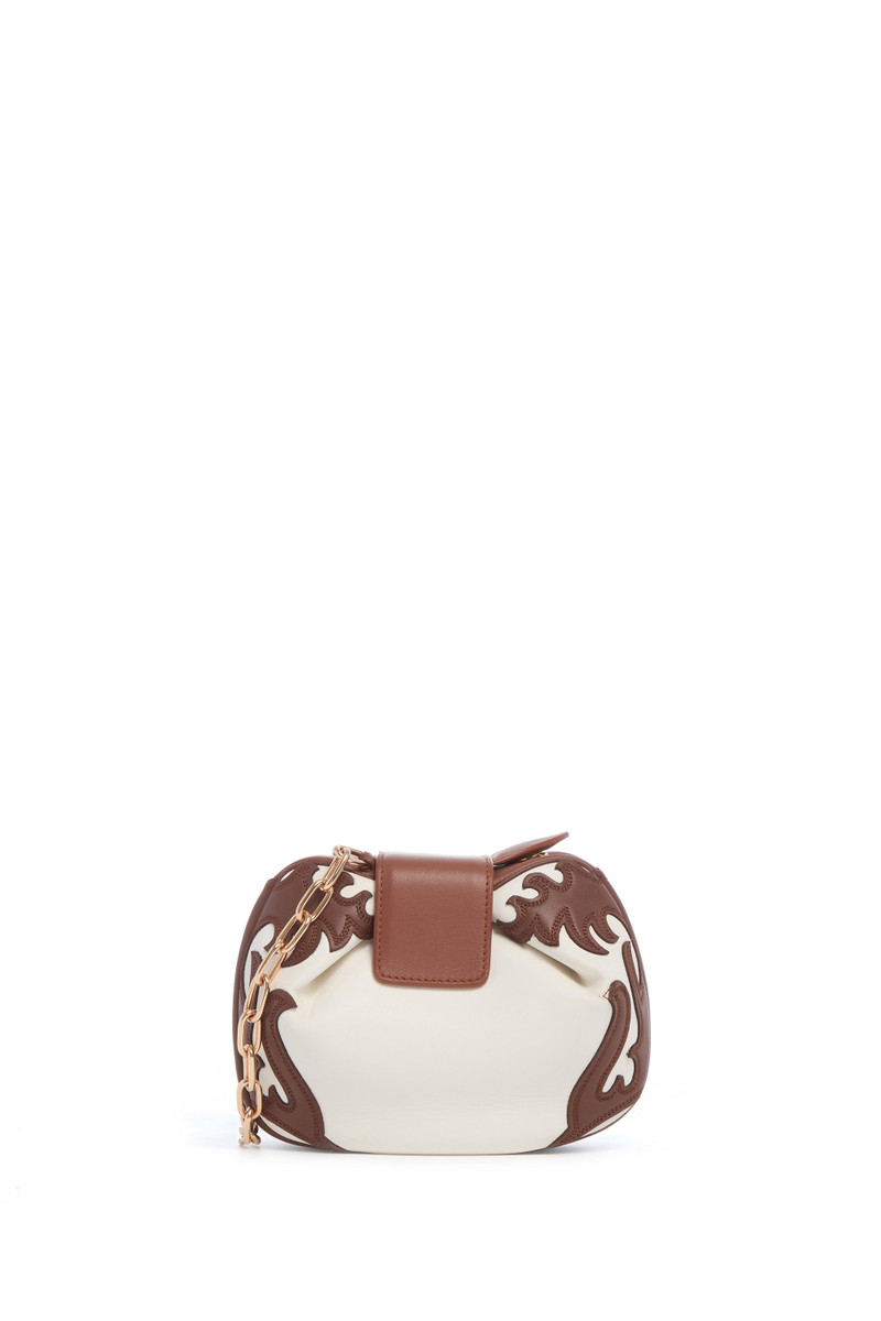 Soft Demi Western Clutch with Chain in Ivory Multi Nappa Leather 3