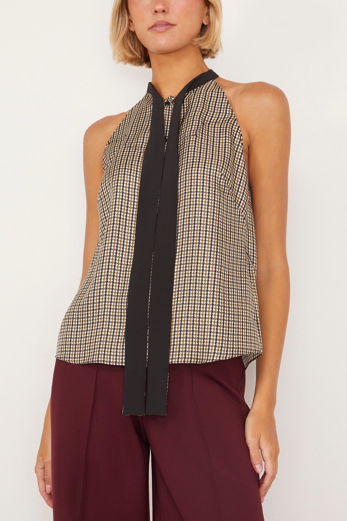 Checked Coolness Blouse in Pepita Mix Khaki - 3