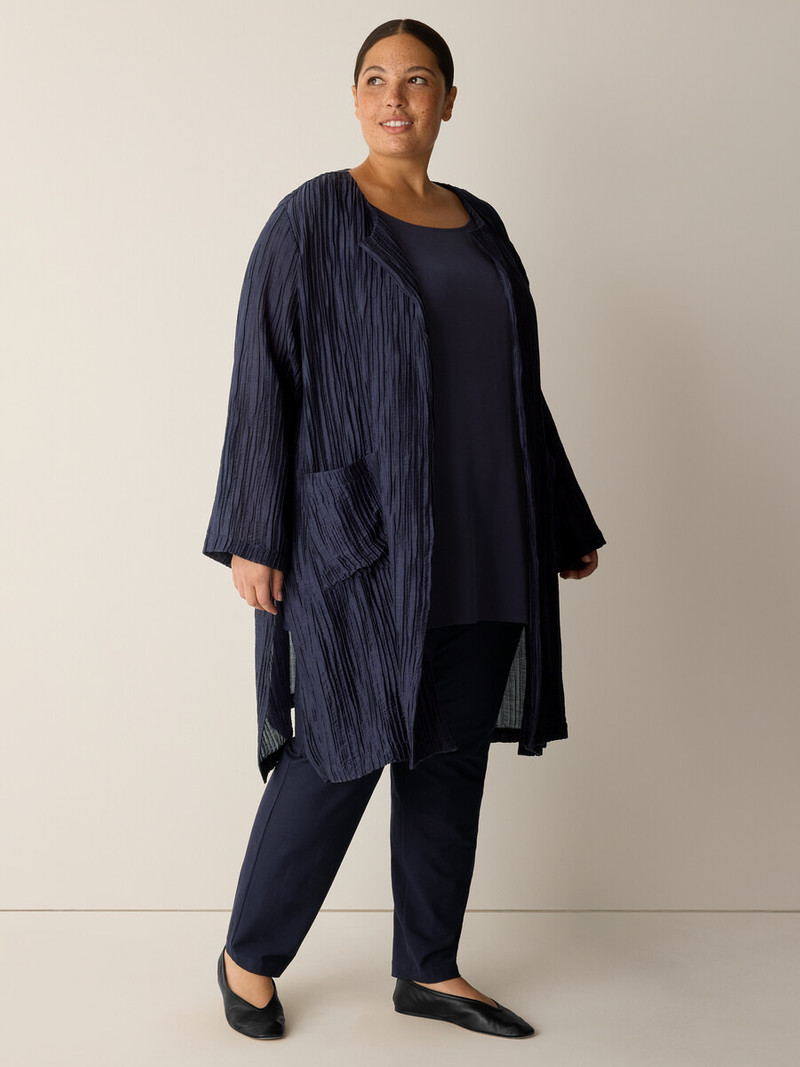 Crinkle Shimmer Round Neck Jacket 6