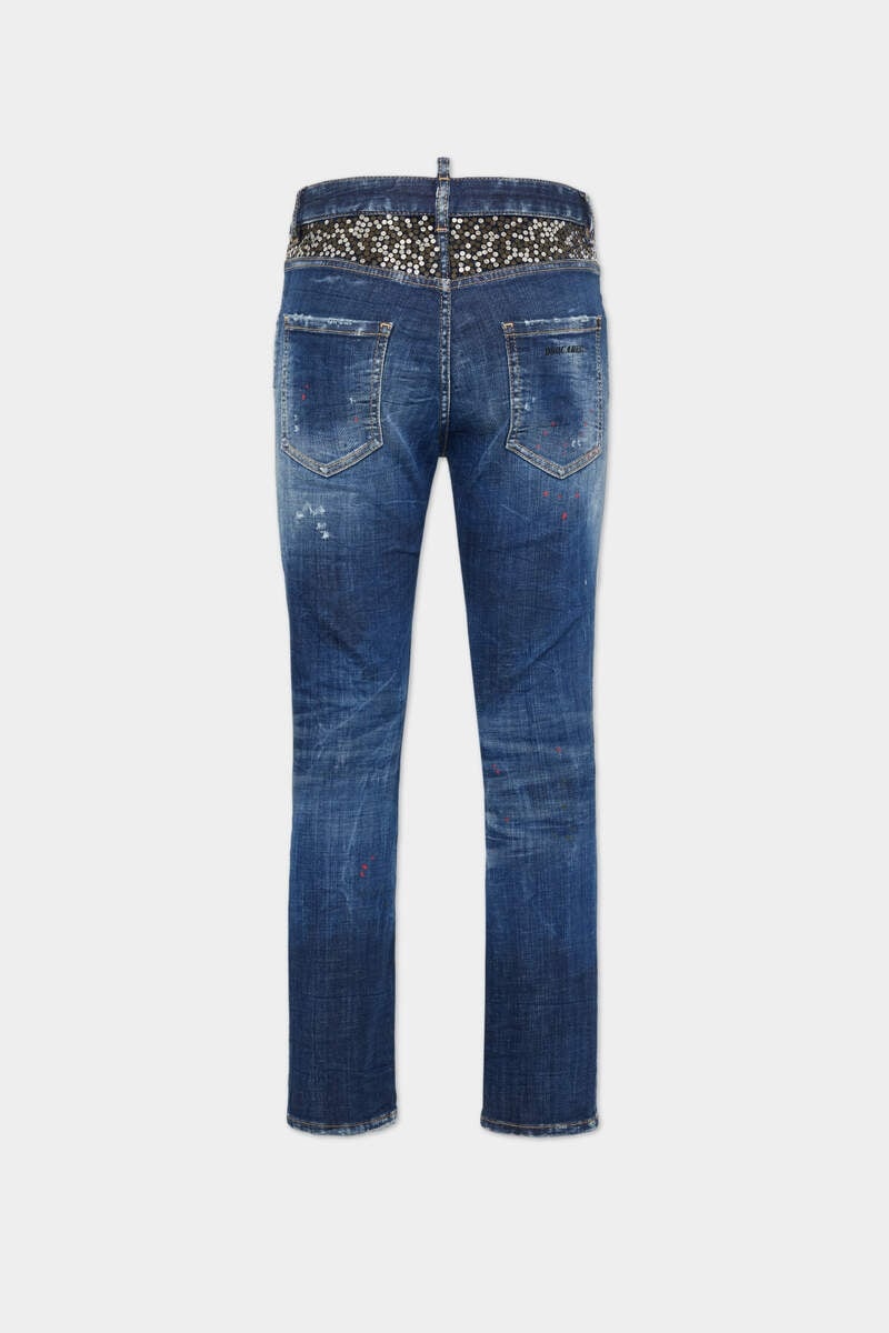 DARK BROKEN KNEE WASH COOL GIRL JEANS - 2