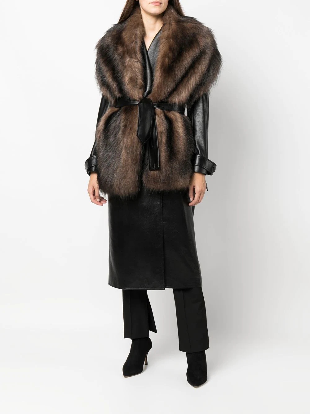 faux-fur silk scarf - 2