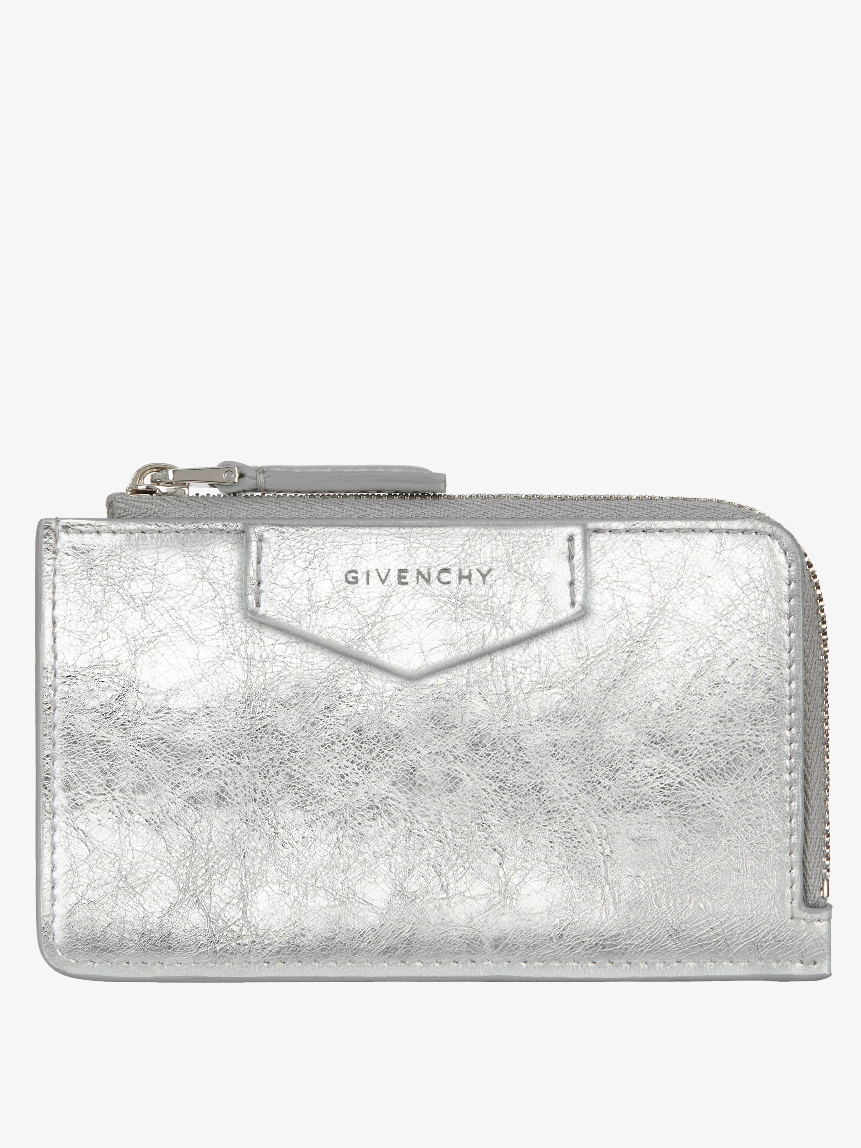 ANTIGONA ZIPPED CARD HOLDER IN LAMINATED LEATHER - 3