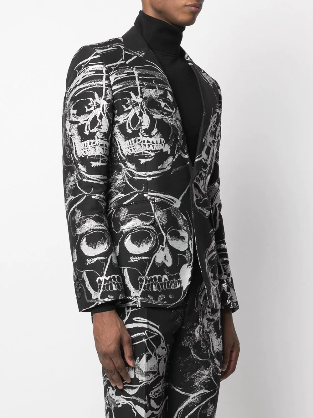 skull-print single-breasted blazer - 3