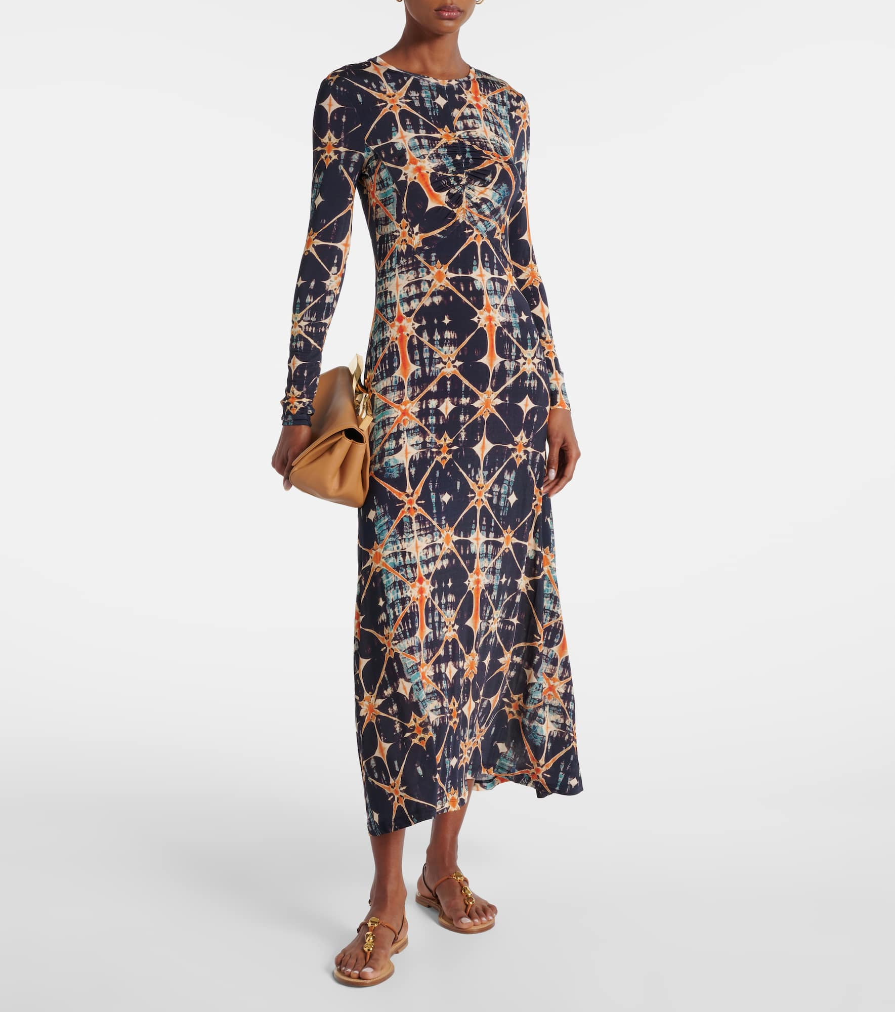 Naia ruched printed jersey midi dress - 2