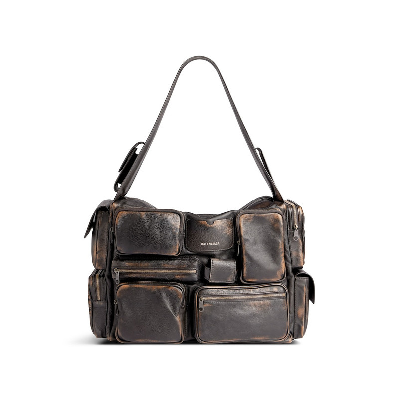Men's Superbusy Large Sling Bag Used Effect in Brown 1