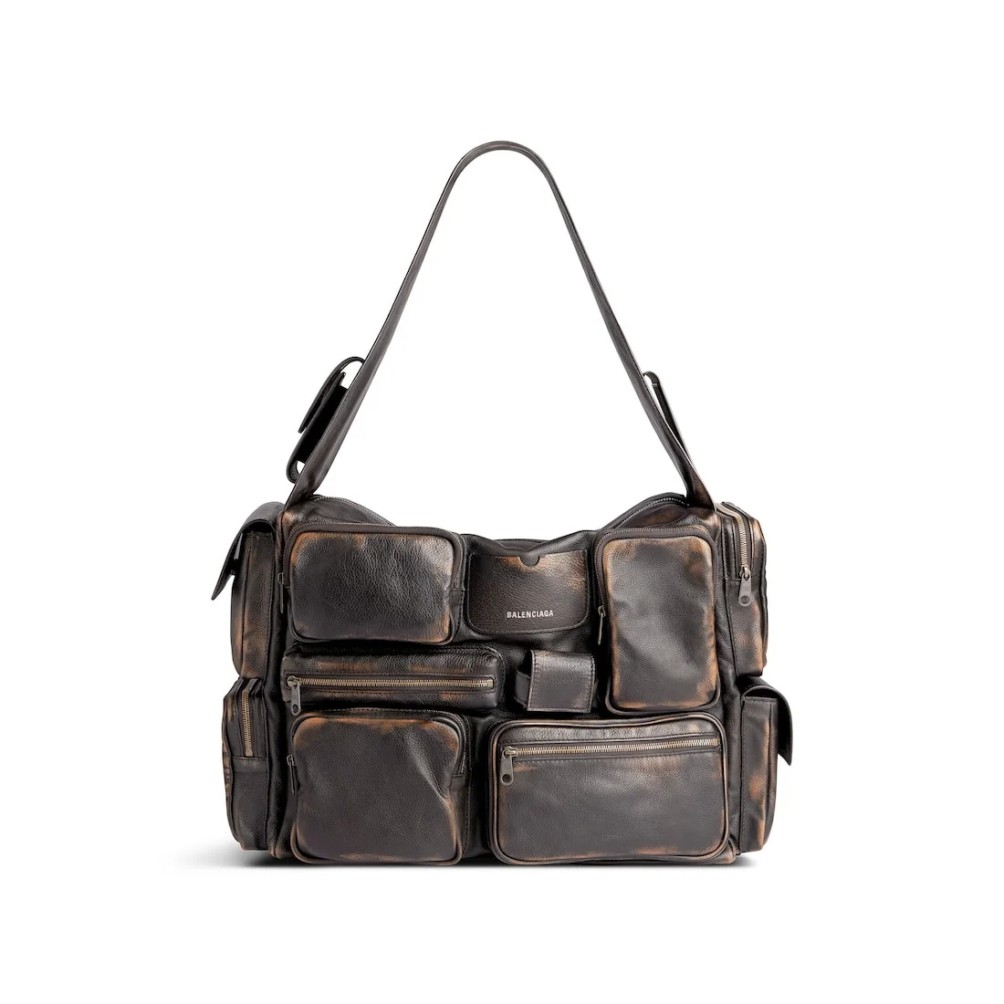 Men's Superbusy Large Sling Bag Used Effect in Brown - 1