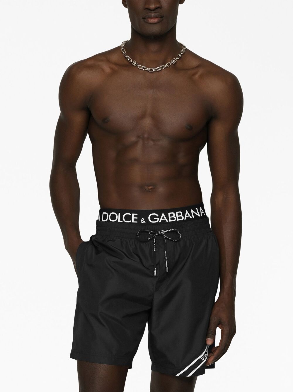 logo-waistband swim shorts - 4