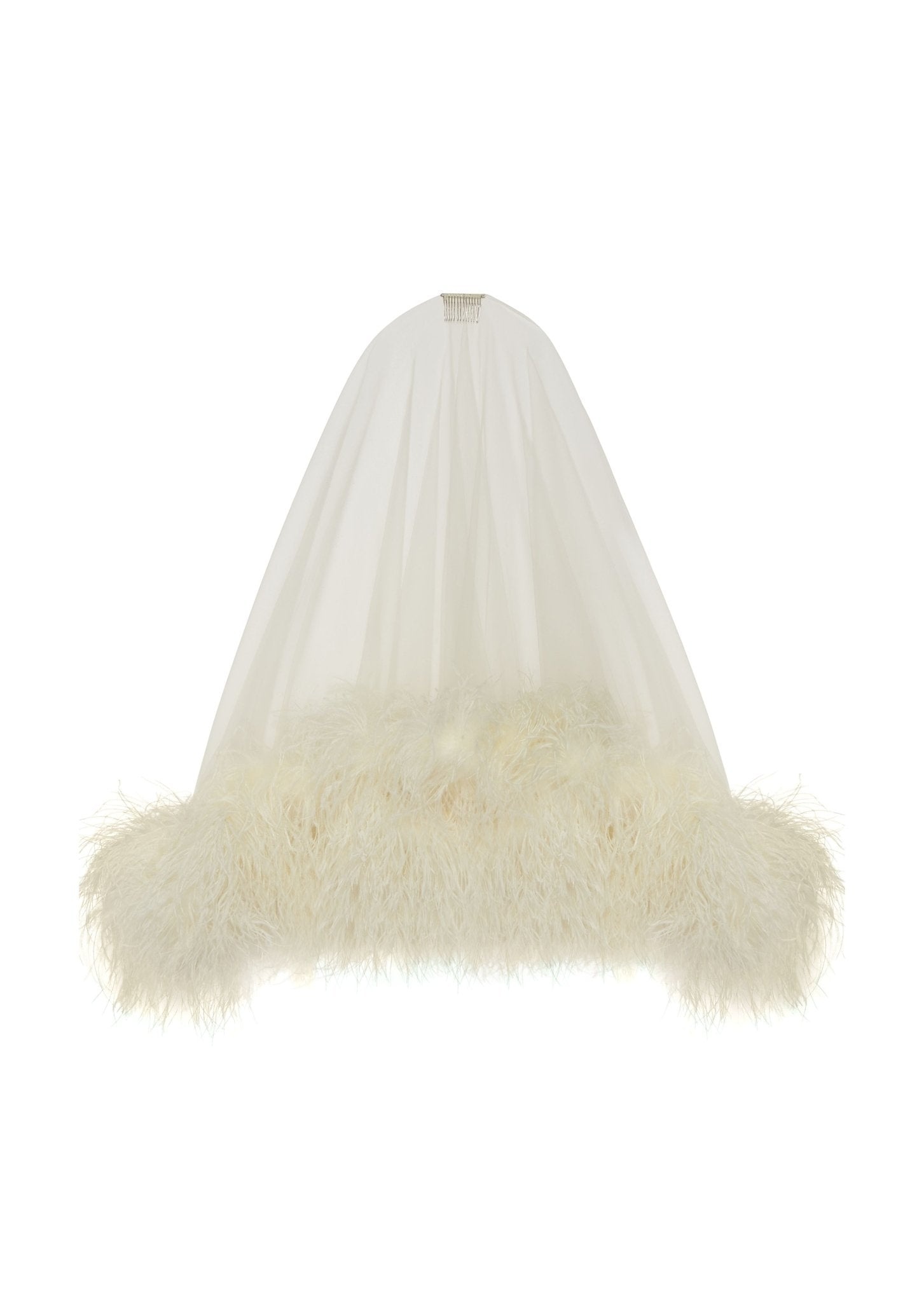 Tulle Veil With Feathers - 2