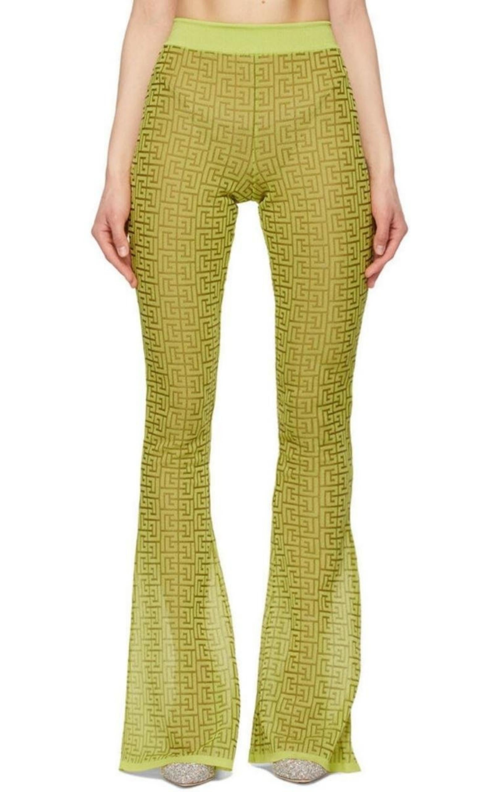 Semi-sheer Monogram Pattern Flared Pants - 5