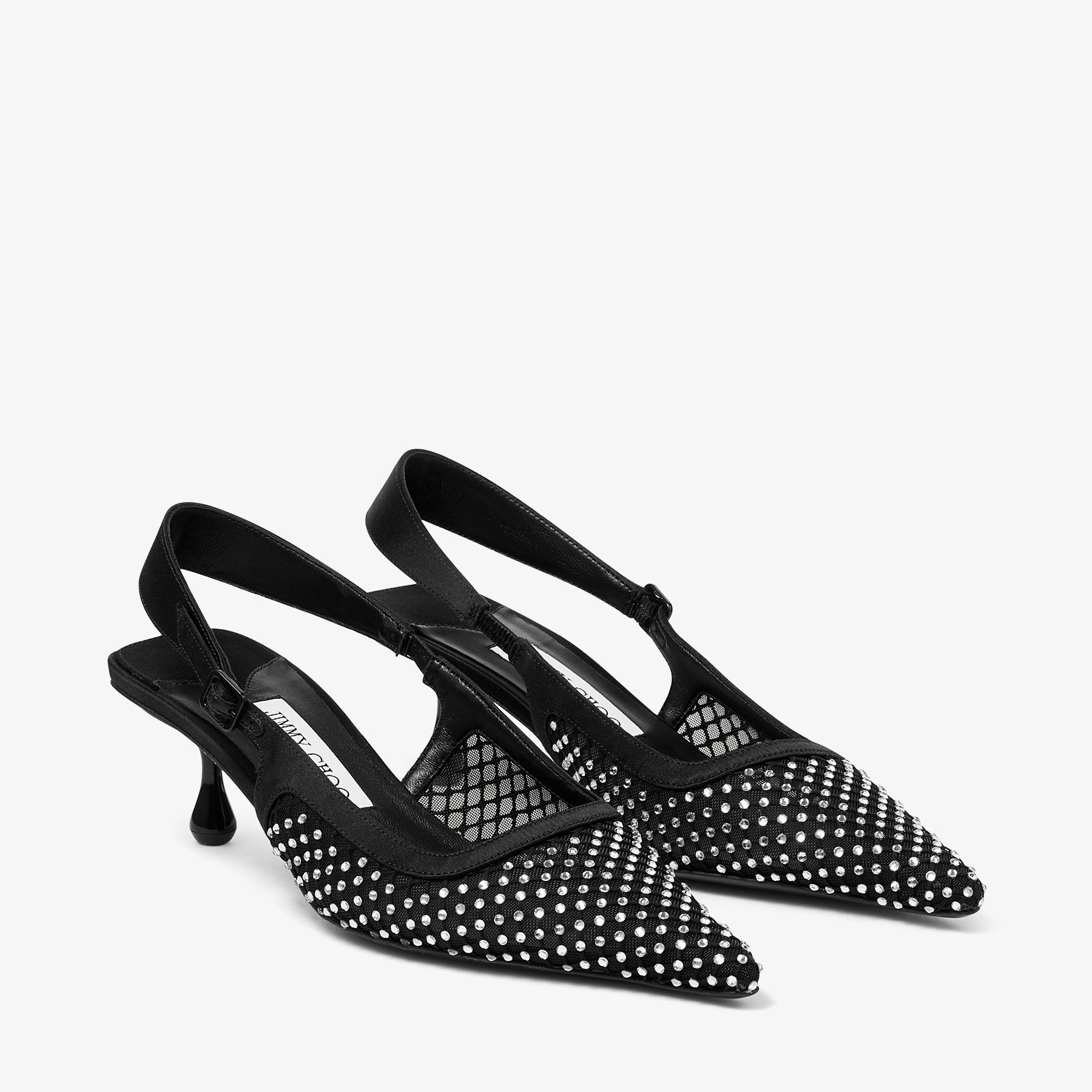 Amel 50
Black Crystal Mesh & Satin Pumps - 3