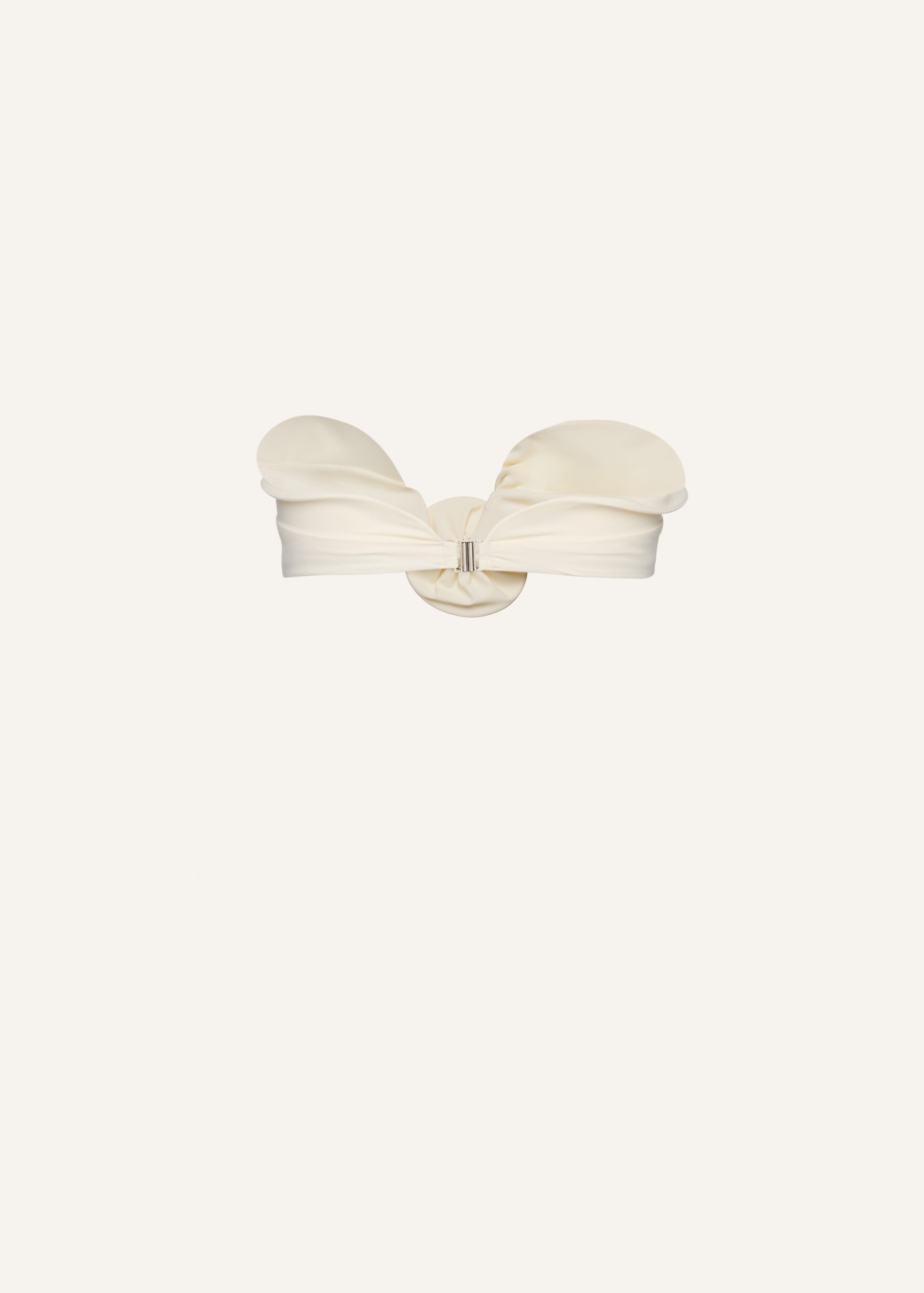 Sculptural bandeau swim top in cream - 2