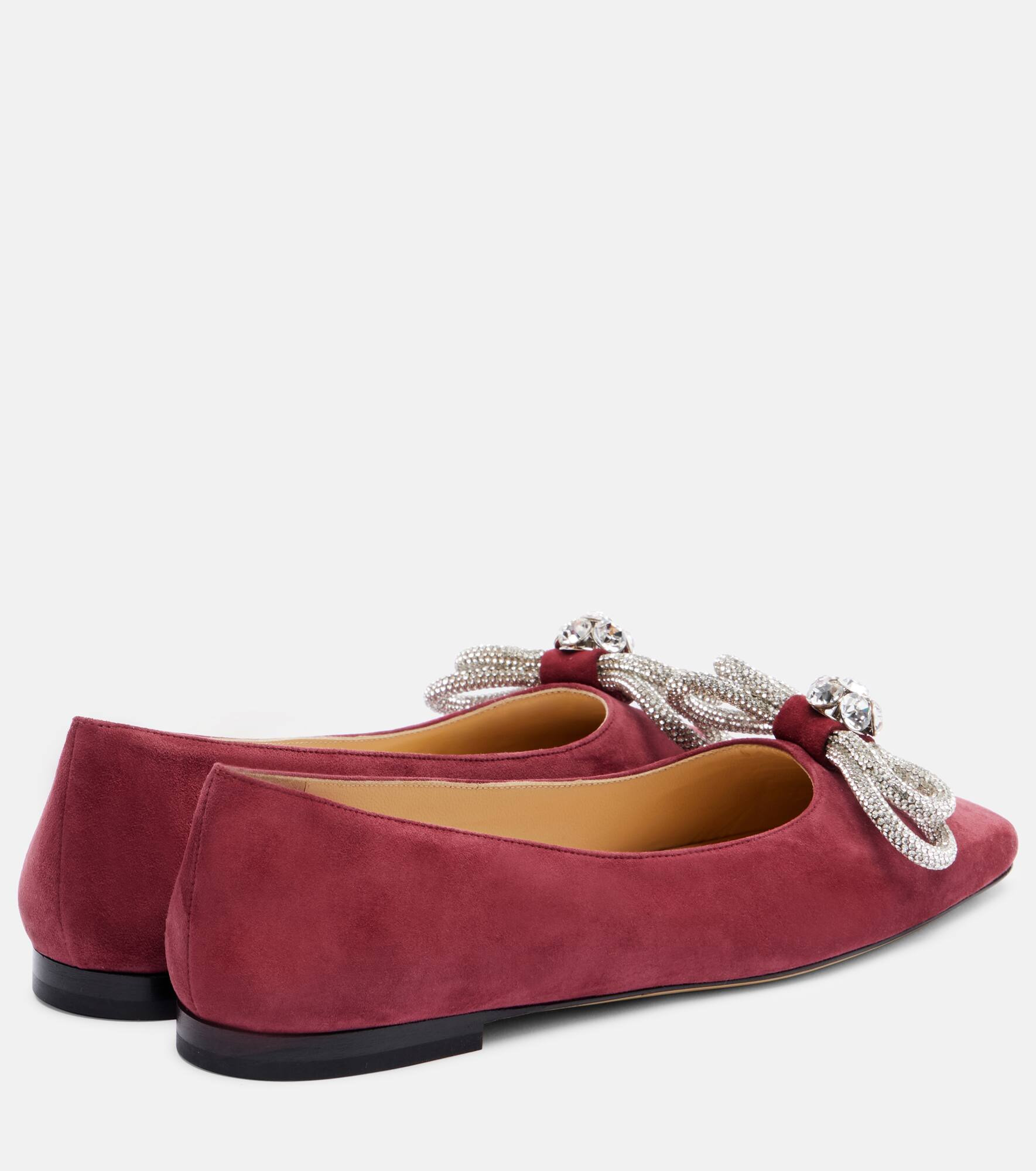Double Bow embellished suede ballet flats - 2