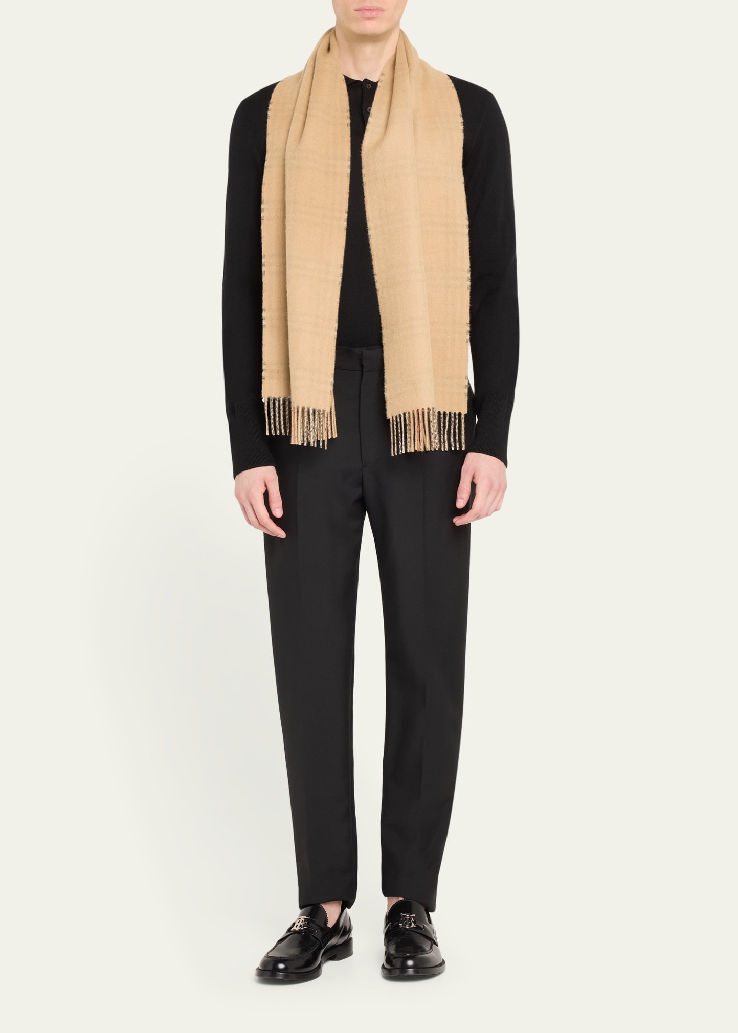 Men's Cashmere Vintage Check Rectangle Scarf - 2