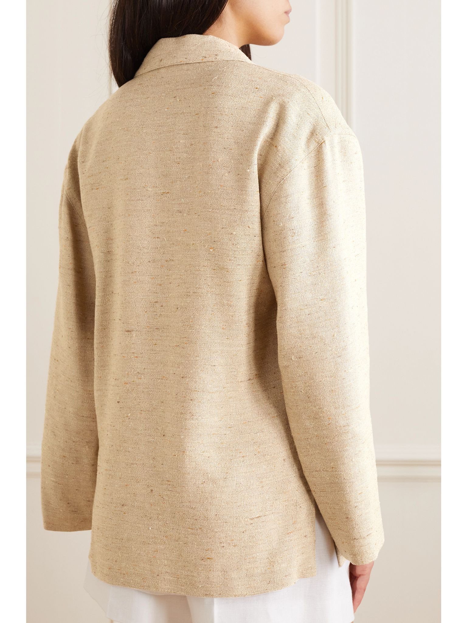 Haye double-breasted linen, cashmere and silk-blend blazer Beige - 4