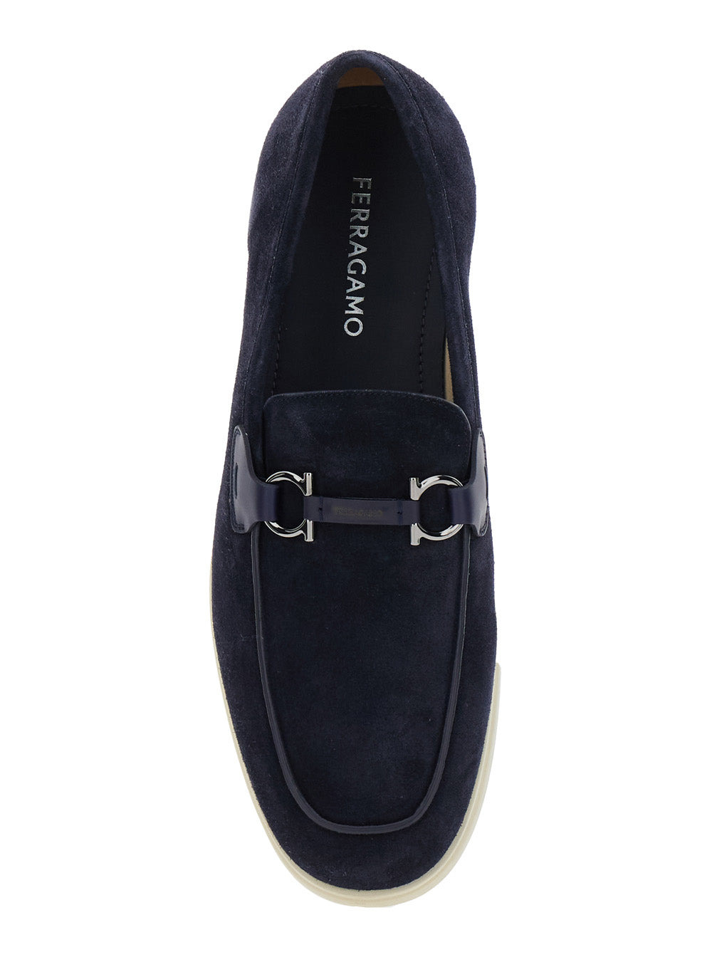 Ferragamo Men 'Cosimo' Blue Loafers With Metallic Hooks On The Front In Suede Man - 4