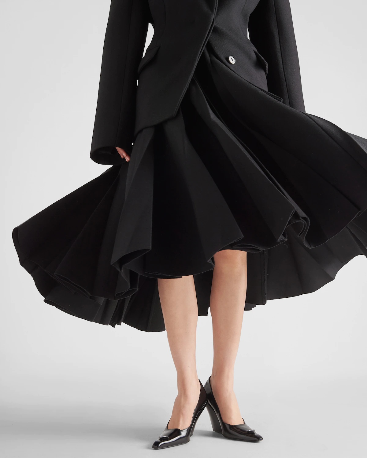 Pleated kid mohair midi-skirt - 3
