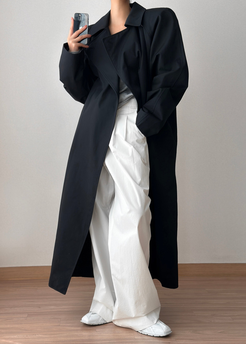 Marisol Box Shoulder Trench - Black 6