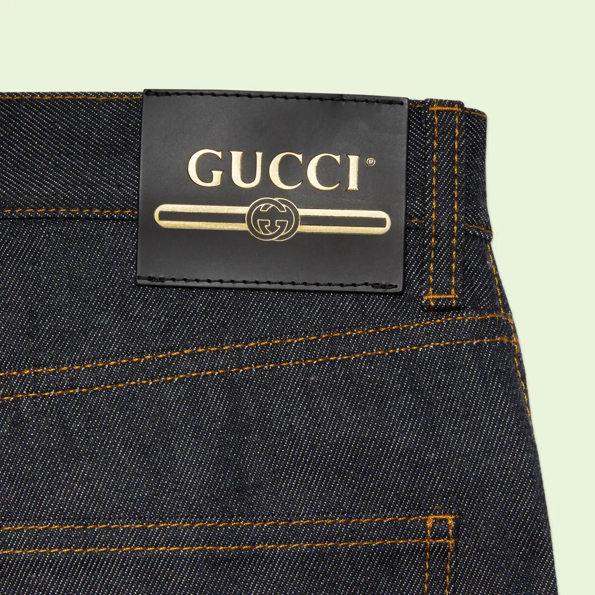 Denim pant with Gucci label - 5