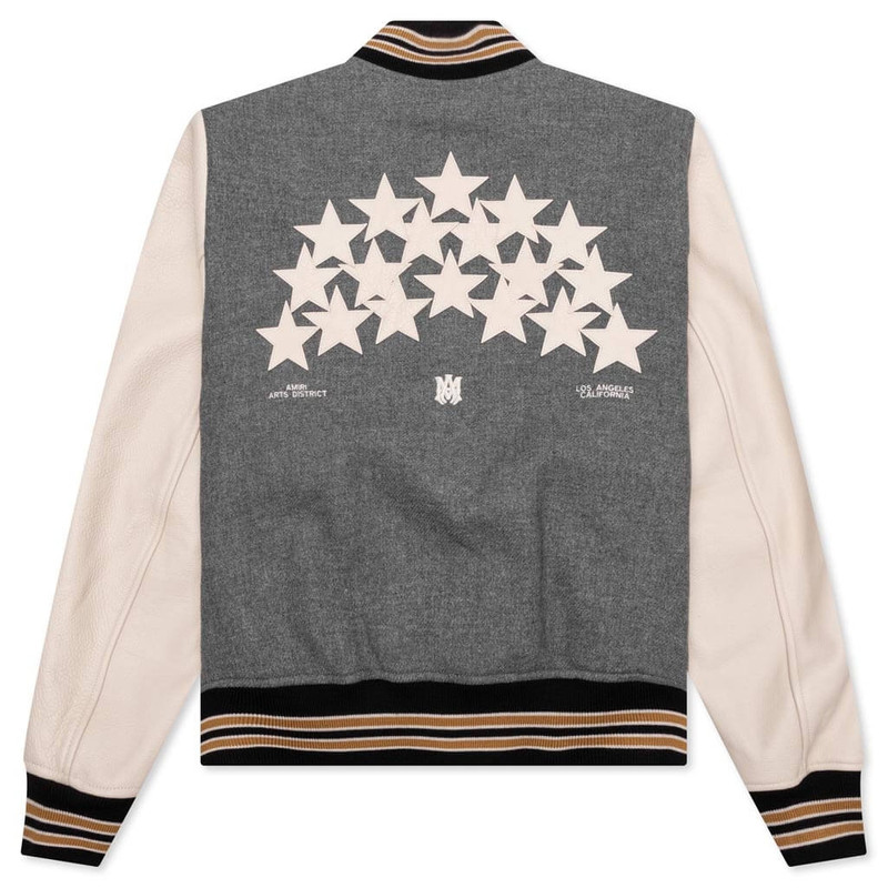 AMIRI OVERSIZED STARS VARSITY JACKET - GREY outlook