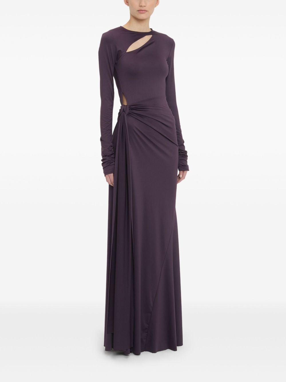 knot-detail long-sleeve gown - 3
