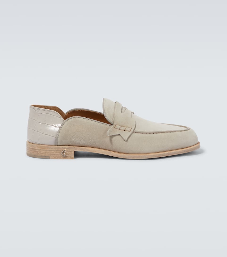 Penny No Back suede and croc-effect loafers - 1