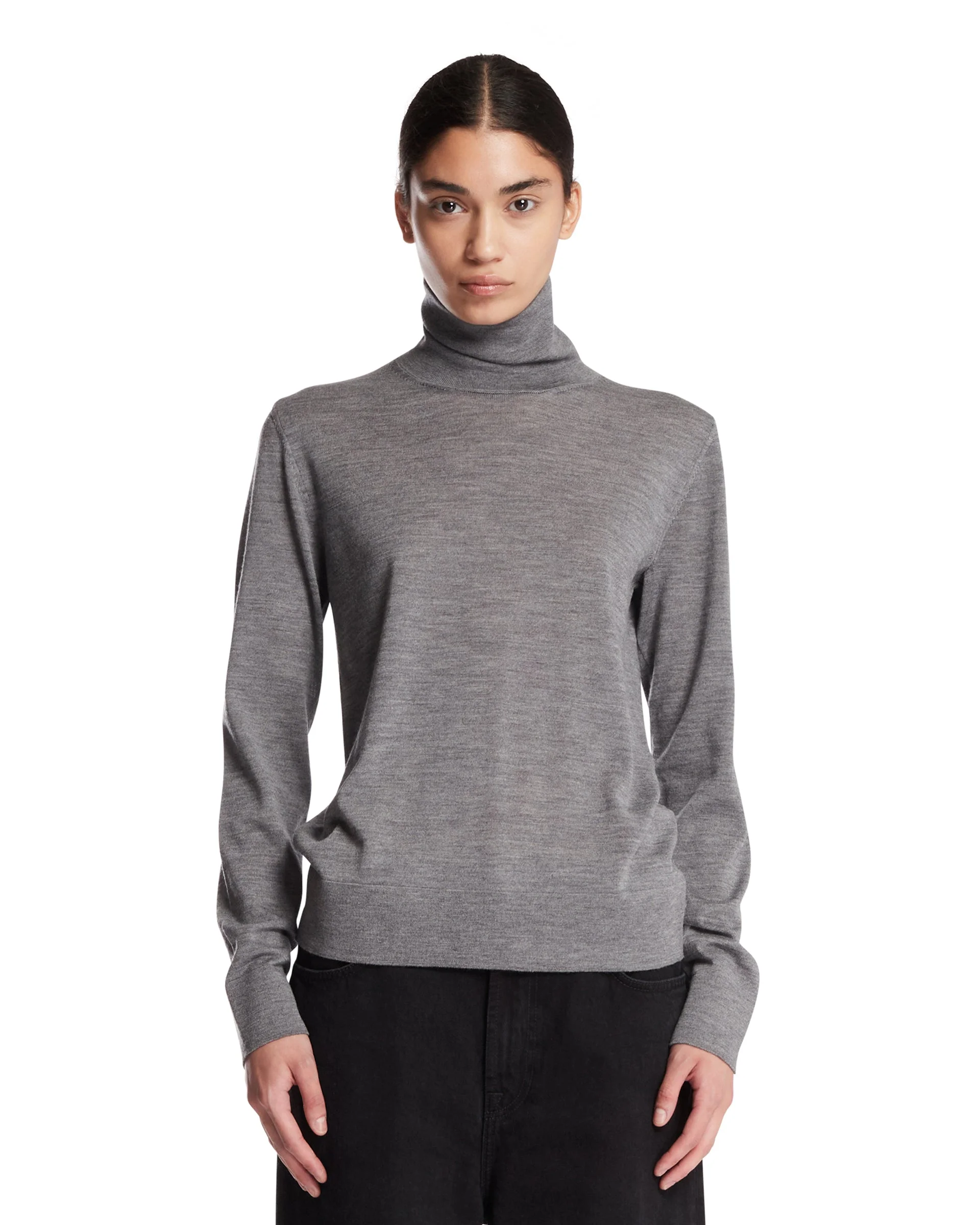 Gray Wool Turtleneck Sweater - 1