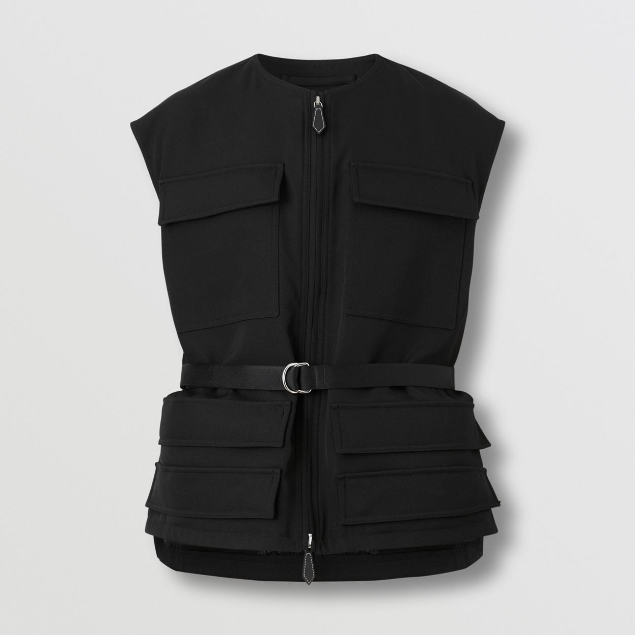 Panel Detail Grain de Poudre Wool Belted Gilet - 4