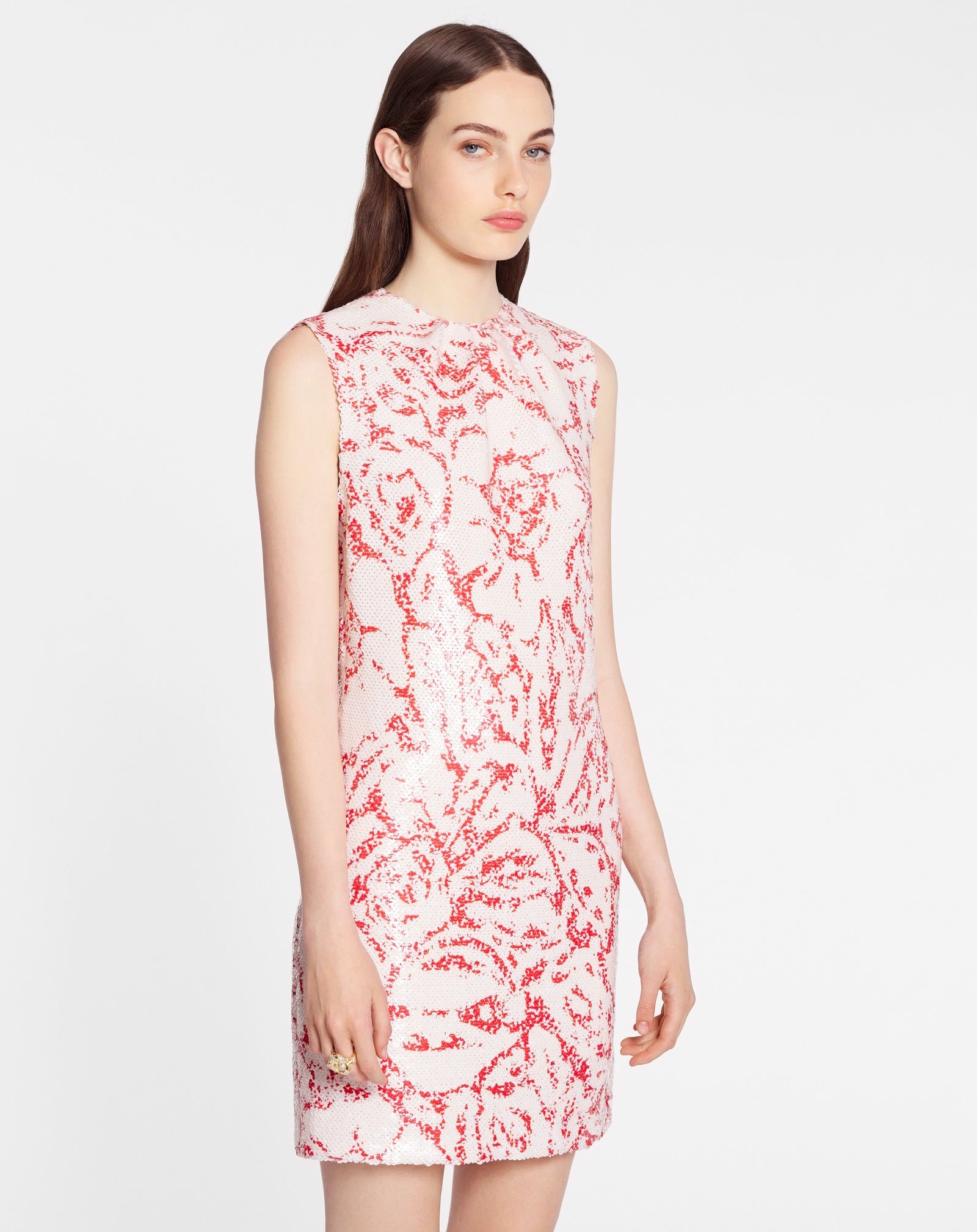 GATHERED NECK MINI DRESS IN SEQUINS - 3