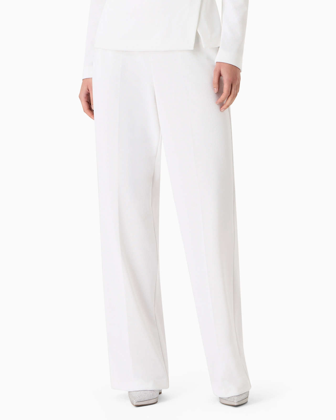 Straight-cut, viscose-blend jersey trousers - 2