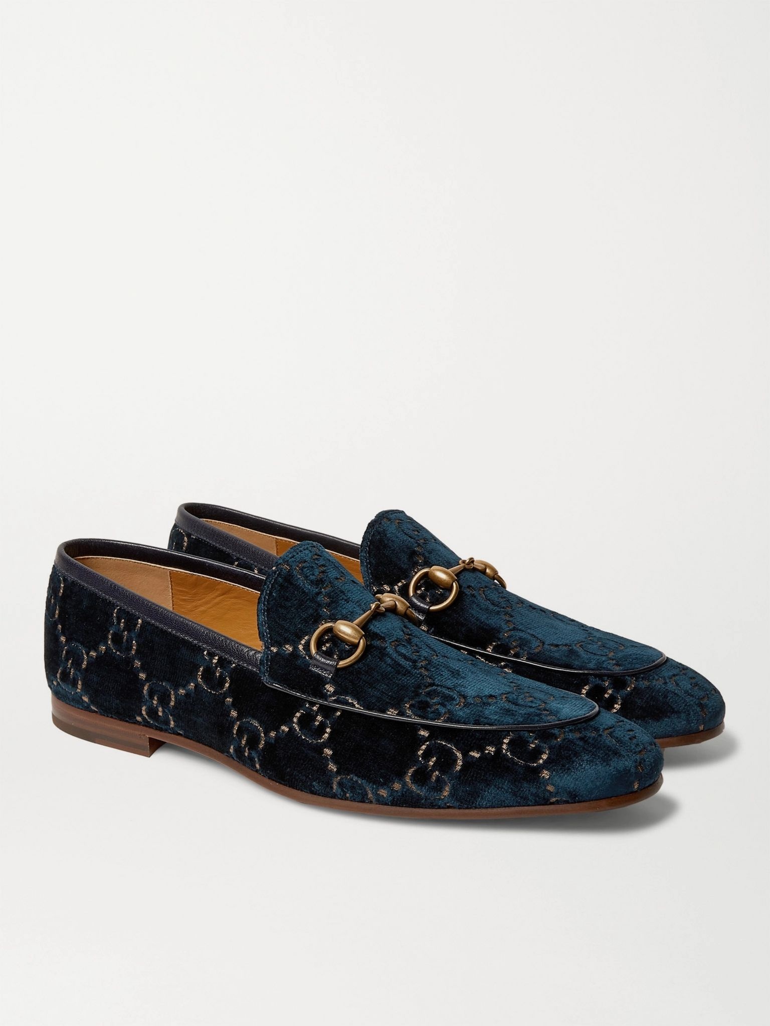 New Jordaan Horsebit Leather-Trimmed Logo-Embroidered Velvet Loafers - 4