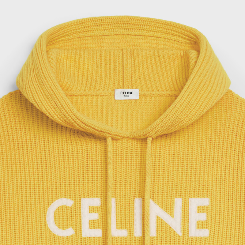 CELINE SWEATER WITH HOOD IN RIBBED WOOL 4