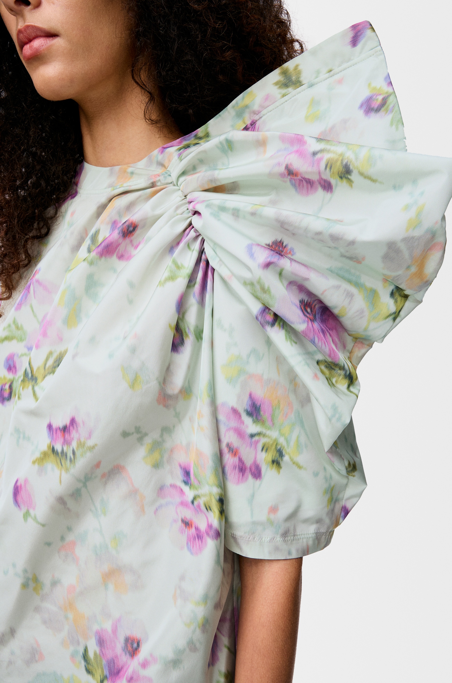 Draped top in silk blend taffeta - 5